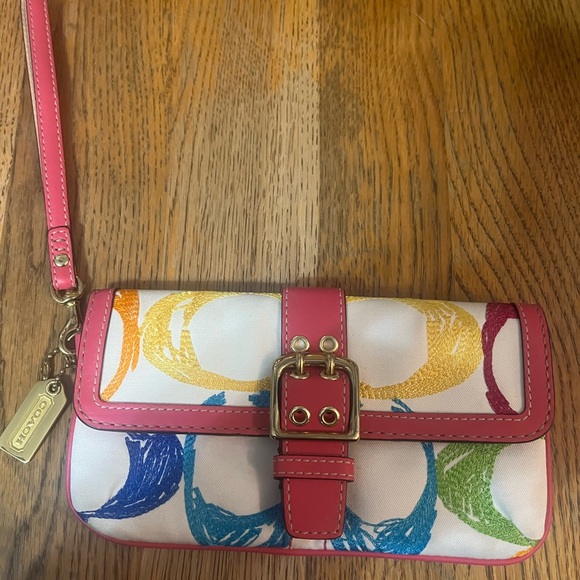 Coach Handbags - Rare Coach Multicolor Signature embroidered Wristlet ❤️💙💚🤍🌈🌈🌈 Y2K